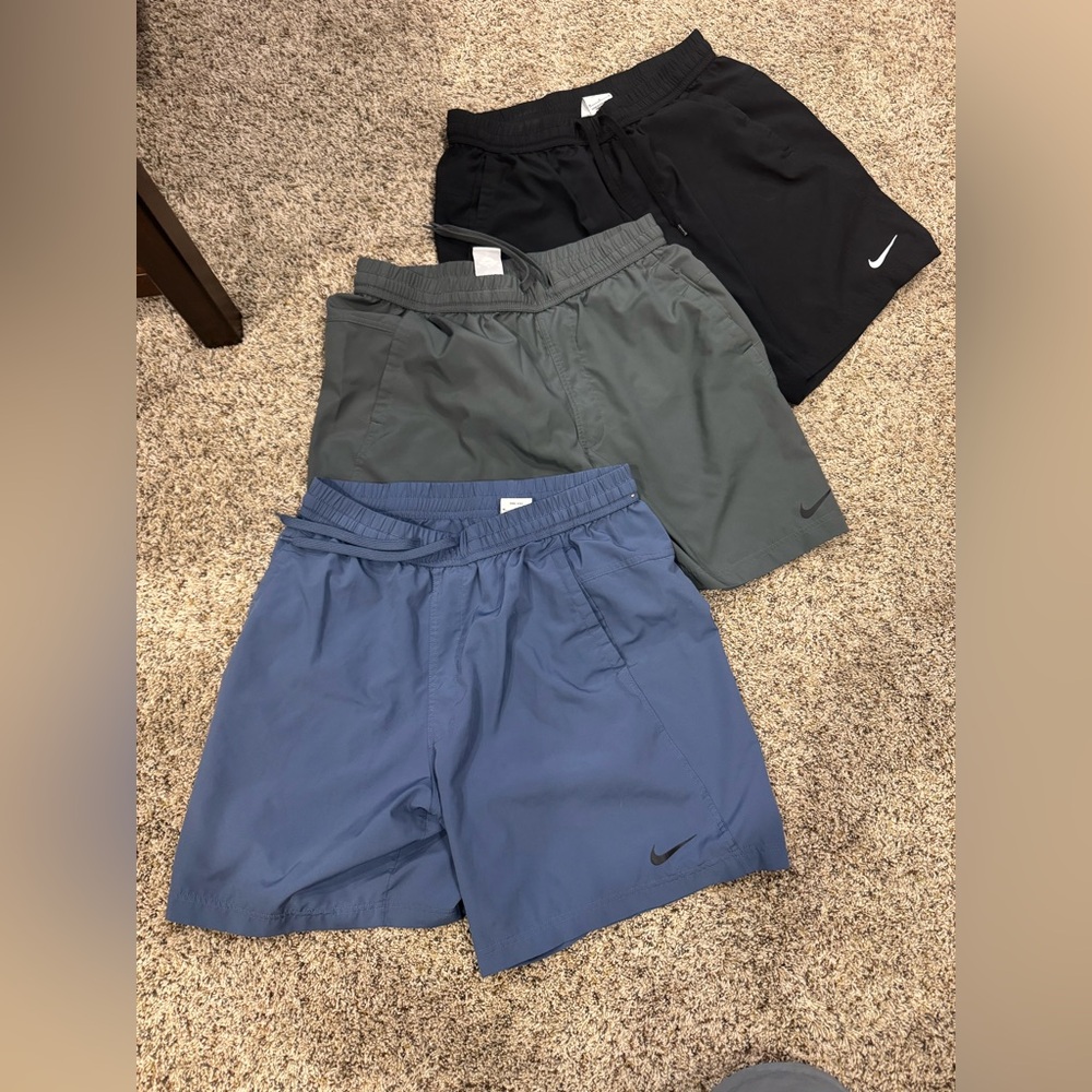Nike Men's Athletic Shorts - Black, Gray, and Blue Trio